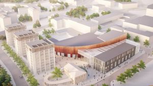 Så här tänker sig YIT Rakennus att området ska se ut när allt är klart. En del av bostadshusen ska ha utsikt över Lojo sjö som ligger i närheten. YIT:s planer för Garvartorget i Lojo centrum.