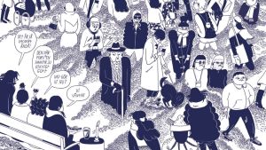 Coloradobaggarna förökar sig hejdlöst i Skiten. Detalj från Ulla Donners seriebok Skiten.