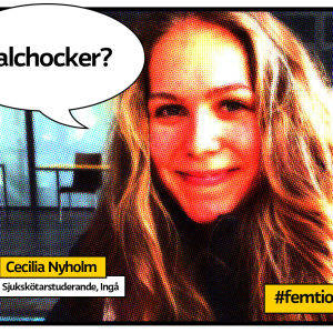 Cecilia Nyholm i grafik med hashtaggen femtioelvafrågor och pratbubbla med frågan Valchocker?