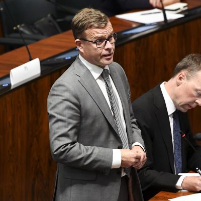 Kokoomuksen puheenjohtaja Petteri Orpo ja perussuomalaisten puheenjohtaja Jussi Halla-aho.