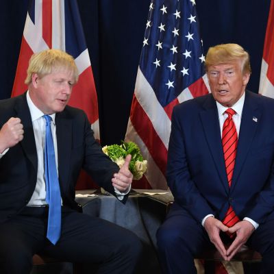 Donald Trump Boris Johnson tapasivat YK:n päämajassa New Yorkissa 24. syyskuuta.