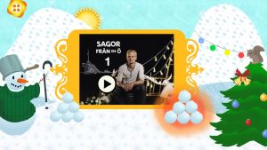Kom ihåg att uppdatera BUU-appen! Appen har fått ett vintrigt utseende. En skärmdump av ett spel med vintrigt landskap.