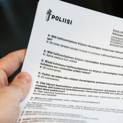 Kuva Poliisin tekemästä Juha Mäenpään kuulustelupöytäkirjasta.