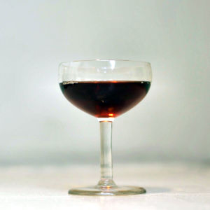 Ett glas med sherry.
