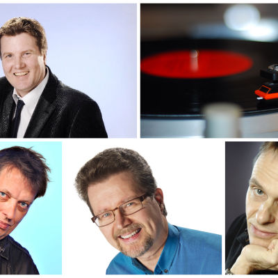 bild av musikredaktörerna Dan Eskil Jansson, Michael Cronström, Henrik Svahn och Bertil Blom