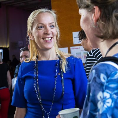 Sandra Bergqvist i partidagen i Vasa.