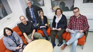 Luciajuryn fr.v.: Ullrike Hjelt-Hansson, Kent Blomqvist, Jari Lammassaari, Giséla Gren-Nordström, Åsa Liitiäinen och Mikael Crawford. luciajuryn 2014 i borgå