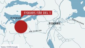 En karta som visar området vid Flacksjö som Fiskars får. En karta som visar ett markområde Fiskarsbolaget får av Raseborg.