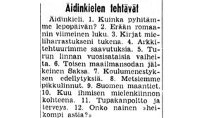 Ylioppilaskirjoitusten äidinkielen tehtävät 1964