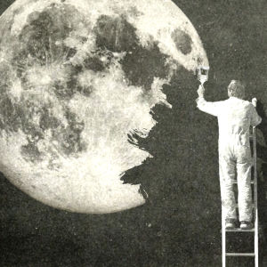 mies maalaa kuuta