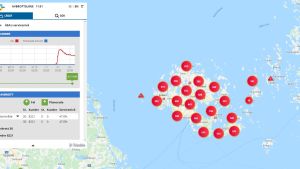 Karta över alla hushåll som drabbats av elavbrott på Åland klockan 11.52 torsdag den 3.1.2019. Karta över alla hushåll som drabbats av elavbrott på Åland kl 11.52 torsdag den 3.1.2019.