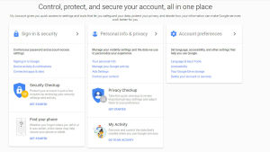 Google påpekar för Yle Nyheter att man kan hantera de data som Google har samlat om en på ett centralt ställe på företagets webbplats. Google - My Account