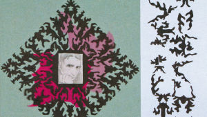 "Hommage à Gunnar Björling". Collage av blyertsteckning, silkespapper och pappersklipp. Frida Packalén. 2011. Frida Packalén, "Hommage à Gunnar Björling". Collage av blyertsteckning, silkespapper och pappersklipp, 2011.