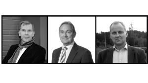 Det här tre kandidaterna var på slutrakan då Simola valdes. Från vänster Bob Karlsson, Denis Strandell och Tom Simola.