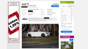 För en dryg vecka sedan fanns Qvintus-Hults bil till salu för ett betydligt högre pris än vad staden sålde den för. En skärmdump från nettiauto.fi