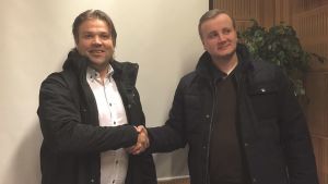 Mikko Ojanne (Rototecs koncernchef) och Christian Sarkala (Tom Allen Ab:s vd). Mikko Ojanne (Rototec) och Christian Sarkala (Tom Allen Ab).