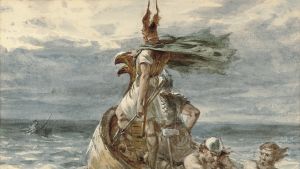 Vikingen som symbol för en nordisk identitet har tagits i bruk av både göticismen och högerextrema Målning avbildar viking, konstnär Frank Dicksee