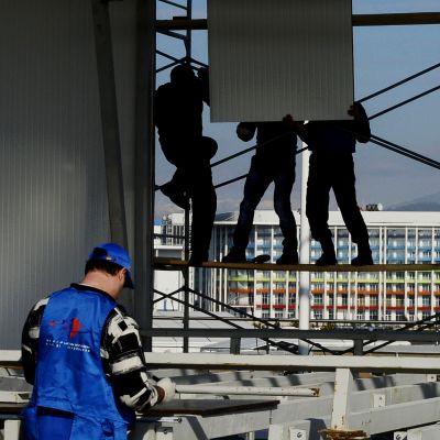 Byggarbetare i Sotji den 21 januari 2014
