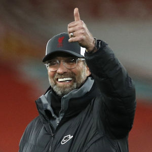 Under uppvärmningen var Liverpools tränare Jürgen Klopp på gott humör. Under uppvärmningen var Liverpools tränaren Jürgen Klopp på gott humör.