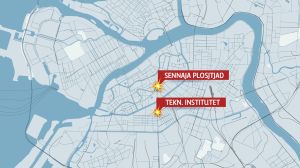 Explosionen inträffade i centrum av staden Karta över centrala S:t Petersburg som visar var explosionerna i metron ägde rum.