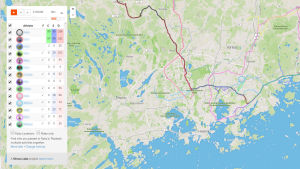Lista över cyklister du har mött Karta från Strava som visar människor någon har stött på via Fly By funktionen