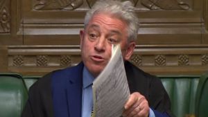 Talmannen John Bercow tycker inte att det är passande att föra samma avtal till omröstning gång på gång. John Bercow under en förhandling i London