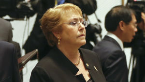 Chiles president Michelle Bachelet Chiles president Michelle Bachelet vid Apec-toppmötet i Vietnam den 11 november 2017.