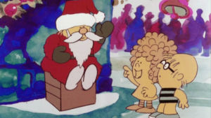Joulupukki ja lapsia kotimaisten lahjahankintojen puolesta kampanjoivassa tietoiskussa 1980