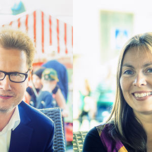 Kirjailija, kääntäjä Peter Mickwitz ja kirjailija, kääntäjä Pauliina Haasjoki