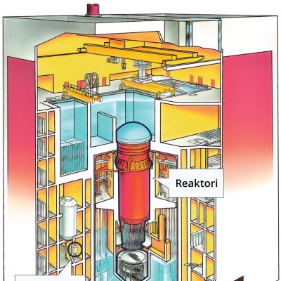 Reaktorin läpileikkaus, joka näyttää suodattimen, jossa häiriö tapahtui