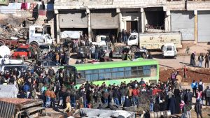 Dessa civila evakuerade från östra Aleppo i slutet av december Den statliga syriska nyhetsbyråns (SANA) på evakueringen på torsdagen 15.12.2016