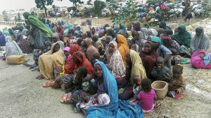 En del av de 700 bybor som Boko Haram kidnappade men som räddades i januari En del av de 700 bybor som Boko Haram kidnappade men som räddades i januari