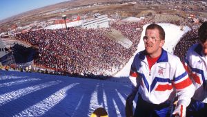 ”Eddie The Eagle” i Calgary 1988. Eddie Edwards i OS i Calgary 1988.