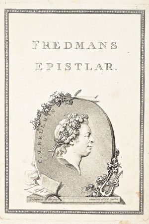 Pärmbilden till den första upplagan av Fredmans epistlar. Fredmans Epistlar. Pärmbilden till den första upplagan skapad av Johan Tobias Sergel och förverkligad av Johan Fredrik Martin.