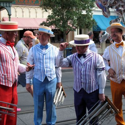 The Dapper Dans barbershop quartet, at Walt Disney World's Main Street, USA