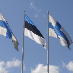 Finlands och Estlands flaggor