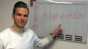 Årets ambassadör blev själv 27:e man i fältet. Sebastian Strandvall är ambassadör för #ligatipset2015.