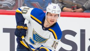 Då Brayden Schenn i somras kom till St. Louis gick Jori Lehterä åt motsatt håll till Philadelphia. Brayden Schenn i St. Louis tröja.