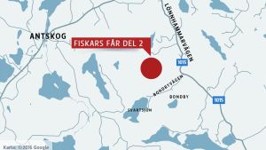 En karta som visar området nära gränsen till Lojo som Fiskars får. En karta som visar ett markområde Fiskarsbolaget får av Raseborg.
