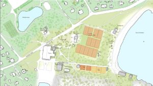 Så här kan det se ut i framtiden. Stadsstyrelsen i Hangö tog i måndags dock bort de små sportplanerna vid Casinostråket (Casinoraitti). En skisskarta över hur Casinoområdet, Parkberge och Plagen i Hangö kan se ut om en ny detaljplan godkänns.