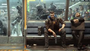 Cyberpunk 2077 var ett väldigt efterlängtat spel. Kanske det är en av orsakerna varför det halvfärdiga spelet fått utstå så mycket kritik? En datorgjord bild på en man som sitter i en metrovagn med ett vapen i handen. Utanför metrovagnen är det kaos: högutrustade poliser försöker mota bort människor från vagnen.