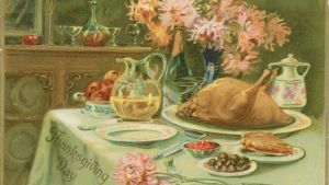 Dignande bord på ett Thanksgivingday kort. Dignande bord på ett Thanksgivingday kort.