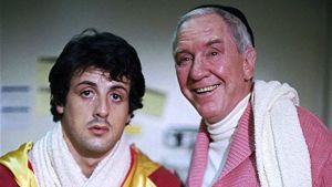 Rocky och Mickey, men ingen Oscar. Både Stallone och Burgess Meredith var Oscarsnominerade 1977. Sylvester Stallone mad Burgess Meredith.