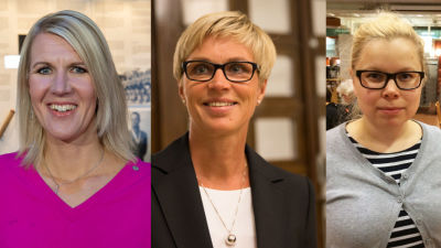 Tre kvinnliga politiker på rad.