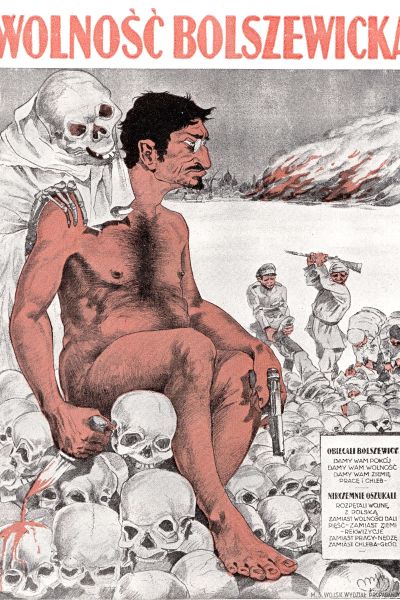 Polsk poster från 1920 som kritiserar de blodiga boljevikerna ur E Fuchs: Die Juden in der Karikatur, Albert Langen Verlag1921