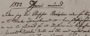 Käsialanäyte Crusellin matkapäiväkirjasta 1822.