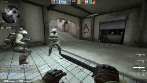 I spelet Counter Strike spelar man i lag och uppgiften kan handla om att ta kål på motståndarlagets "terrorister". Counter-strike: Global Offensive-pelin ruutu