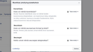 Facebookin kaverilistan yksityisyysasetukset. Facebookin kaverilistan yksityisyysasetukset.