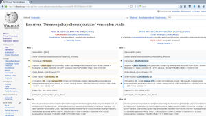 Kuvakaappaus Wikipedian sivun muutoshistoriasta