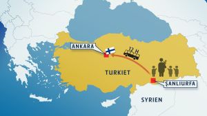 Det tar tolv timmar att åka buss från Şanliurfa till Ankara. Biljettpriset blir ungefär 100 euro för familjen en väg. grafik